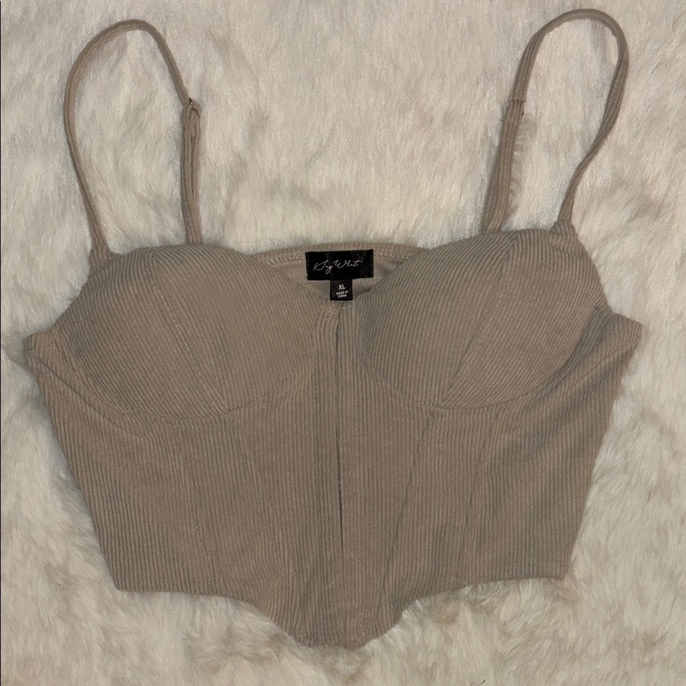 Lily White Tan Sleeveless Bustier Bodysuit
